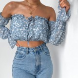 Summer Strapless Floral Crop Top with Gloves