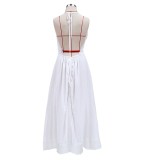 Summer White Backless Halter Long Dress