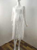 Summer White Lace Pregenant Prom Dress