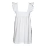 Summer Solid Color Cute Square A-line Ruffle Dress