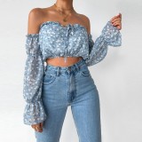 Summer Strapless Floral Crop Top with Gloves