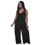 Casual African Sleeveless V-Neck Loose Jumpsuit