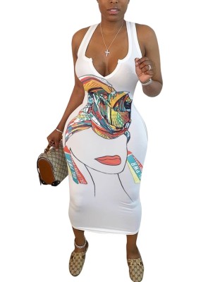 Casual African Print Long Tank Dress