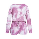 Autumn Tie Dye Two Piece Shorts Pajama Set