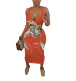 Plus Size Casual African Print Long Tank Dress