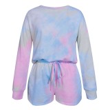 Autumn Tie Dye Two Piece Shorts Pajama Set