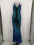 Elegant Sequins Strap Mermaid Evening Dress