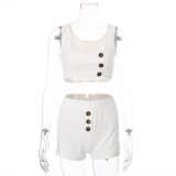 Sexy White Bodycon Crop Top and Shorts Set