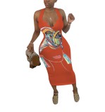 Plus Size Casual African Print Long Tank Dress