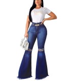 Sexy Ripped High Waist Flare Jeans