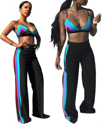 African Striped Bra and Matching Pants Set