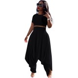 African Casual Plain Crop Top and Hippie Pants
