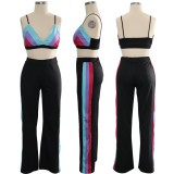 African Striped Bra and Matching Pants Set