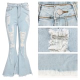 Sexy Ripped High Waist Flare Jeans