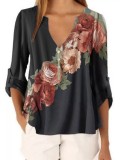 Casual V-Neck Floral Boho Shirt