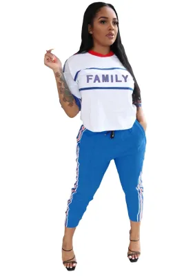 Summer Print Two Piece Pants Tracksuit