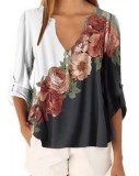 Casual V-Neck Floral Boho Shirt