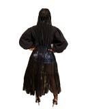 Mesh Patchwork Long Sleeve African Blouse Dress