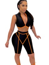 Sports Sexy Fitness Crop Top and Shorts Set