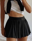 Summer Plain High Waist Pleated Skirt