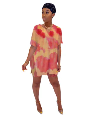 Summer Tie Dye Two Piece Shorts Set