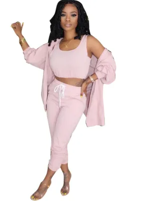 Solid Color Three Piece Tracksuit