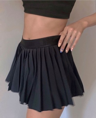 Summer Plain High Waist Pleated Skirt