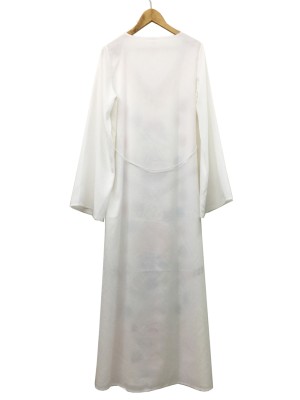 Retro Print White Long Sleeve Boho Dress