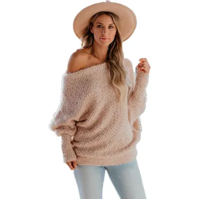 Off the Shoulder Polar Fleece Top with Bat Sleeves