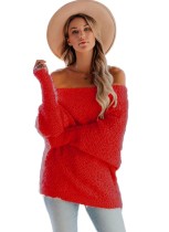 Off the Shoulder Polar Fleece Top with Bat Sleeves