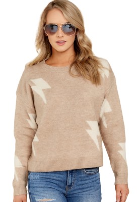 Regular Print Round Neck Pullover Sweater