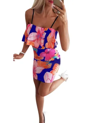 Sexy Straps Floral Mini Dress