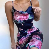 Sexy Floral Straps Long Gown