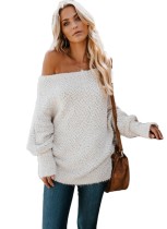 Off the Shoulder Polar Fleece Top with Bat Sleeves