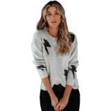 Regular Print Round Neck Pullover Sweater