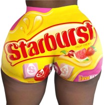 Summer Snacks Print Sexy High Cut Fit Shorts
