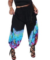 African Black Print Boho Pants