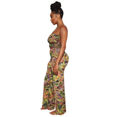 Summer Sexy Floral Crop Top and Pants Set