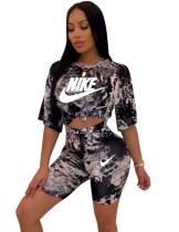 Summer Tie Dye Two Piece Biker Shorts Set