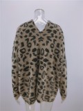 Western Leopard Print Long Cardigans with Pockets