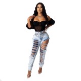 Sexy High Waist Ripped Washing Out Jeans
