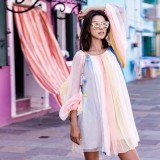 Summer Off the Shoulder Colorful Tutu Dress with Pop Sleeves