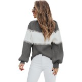 Bat Sleeving Contrast High Neck Regular Sweater