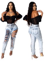 Sexy High Waist Ripped Washing Out Jeans