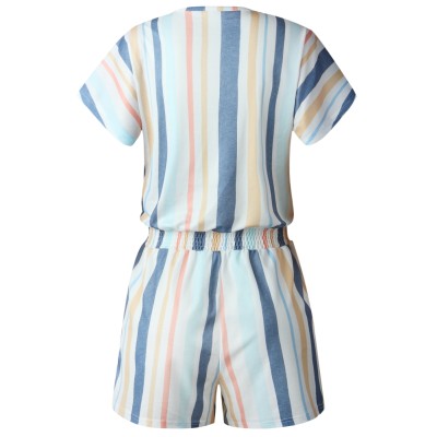 Summer Colorful Striped V-Neck Casual Rompers