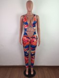Sexy Open Front Colorful Bodycon Jumpsuit