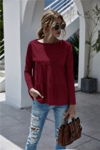 Autumn Long Sleeve Fit and Flare Plain Shirt