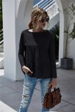 Autumn Long Sleeve Fit and Flare Plain Shirt