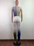 Sexy Contrast Gradient Two Piece Stacked Pants Set