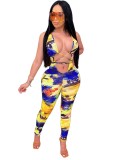 Sexy Open Front Colorful Bodycon Jumpsuit